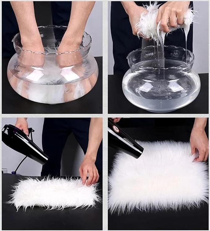 OKAYDA 18" x 18" Square Faux Sheepskin Chair Cover Seat Cushion Pad Super Fluffy Soft Fur Rug for Vanity Chair, Car Seat, Sofa, Living Room, Office (White)