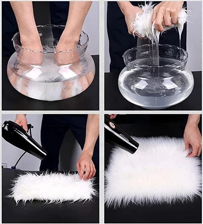 OKAYDA 18" x 18" Square Faux Sheepskin Chair Cover Seat Cushion Pad Super Fluffy Soft Fur Rug for Vanity Chair, Car Seat, Sofa, Living Room, Office (Bean)