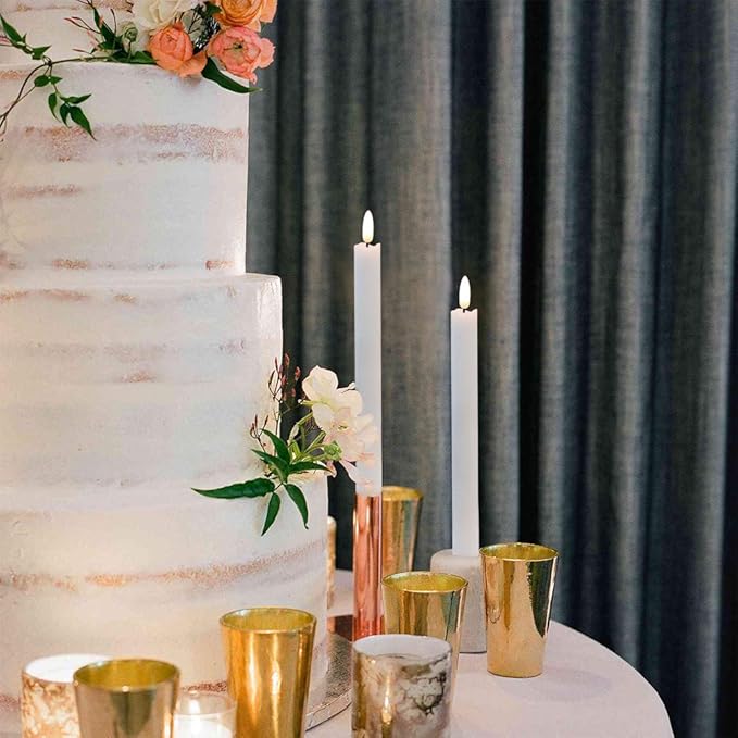 GenSwin Flameless Taper Candles Flickering with Remote Timer, Battery Operated LED Taper Candles with 3D Wick Real Wax Window Candlesticks Pack of 2 for Home Wedding Decor(White, 0.78 x 9.64 Inch)