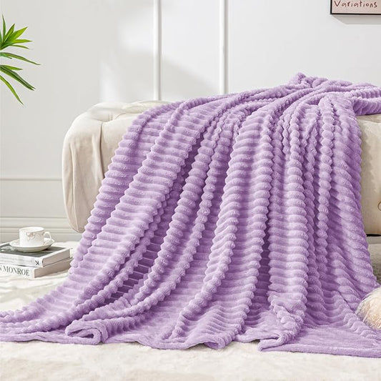 BEDELITE Throw Blanket for Couch, 3D Ribbed Jacquard Soft and Cozy Fleece Throw Blanket for Sofa and Chair, Fluffy Plush Lightweight Blankets for Bed, for Women, 50x60 inches
